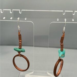 Copper and Turquoise Dangle Earrings